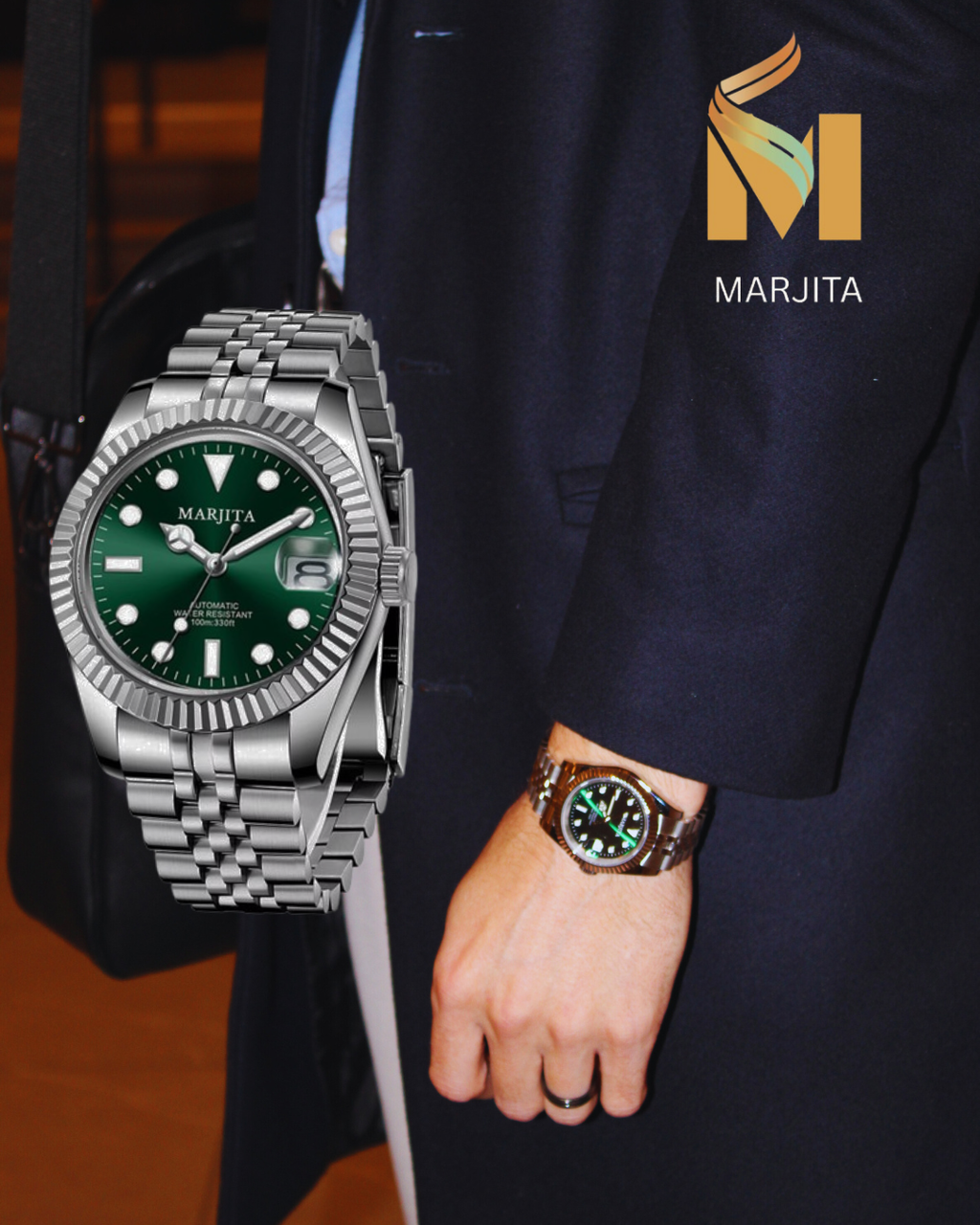 MARJITA Men's Luxury Watch "Emerald Green" Edition